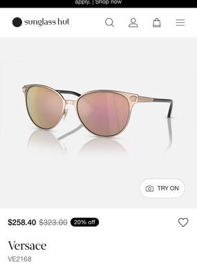 Versace Cat-Eye Sunglasses in Rose Gold with Pink Mirrored Lenses